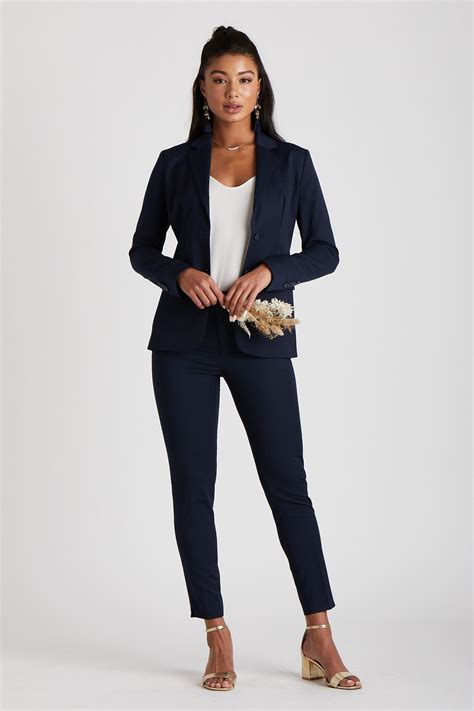 women's navy blue formal suit.